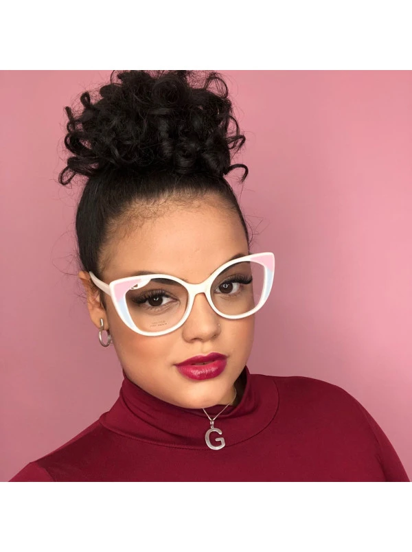 Armação de Óculos Gatinho DLYY1002 Branco