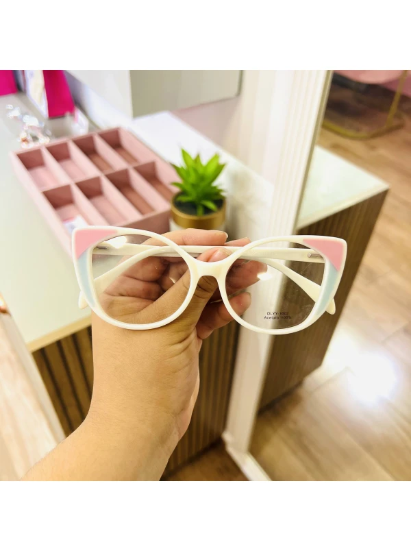 Armação de Óculos Gatinho DLYY1002 Branco