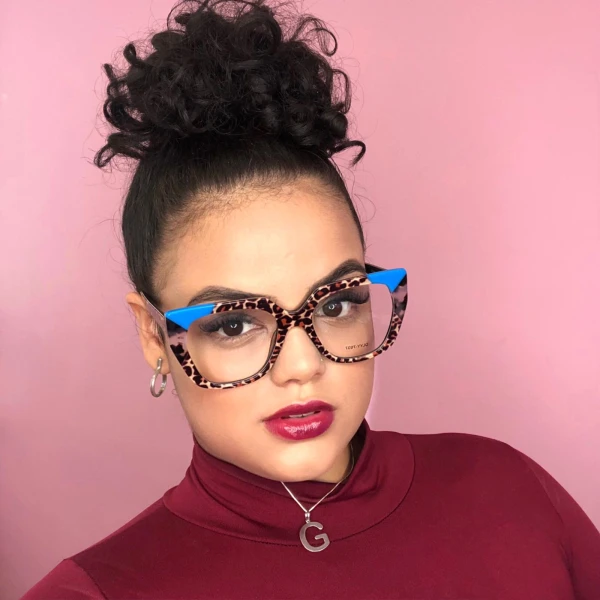 Armação de Óculos Quadrado DLYY7047 Oncinha