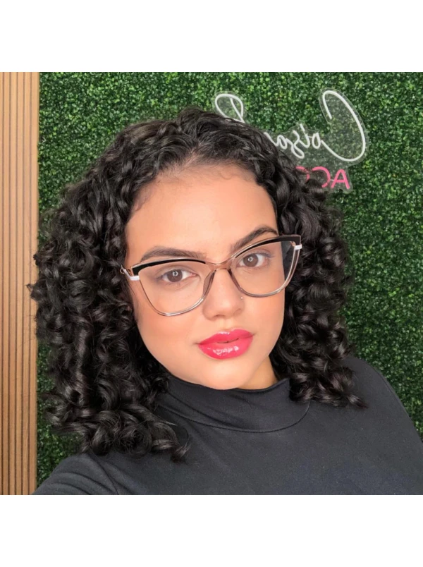 Armação de Óculos Quadrado TR90 Preto e Cinza