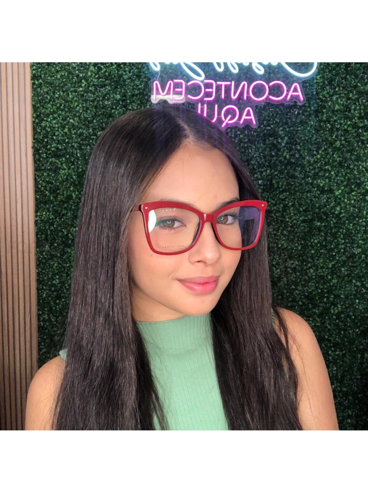 Armação de Óculos Quadrado MJ2017 Vermelho 