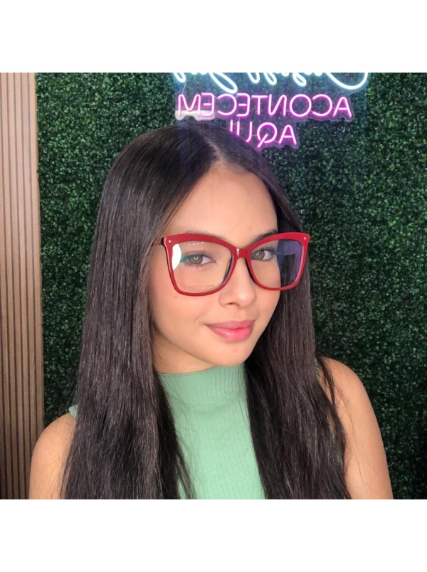 Armação de Óculos Quadrado MJ2017 Vermelho 