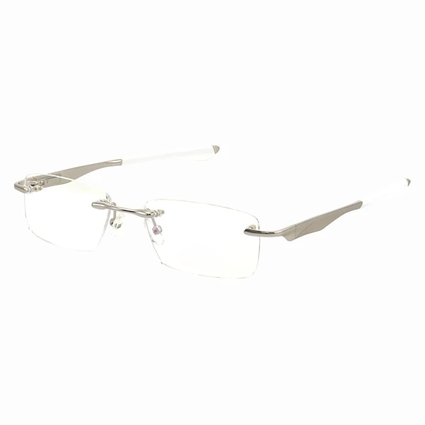 Armação de Óculos Flutuante Sem Aro Wingfold Prata e Branco