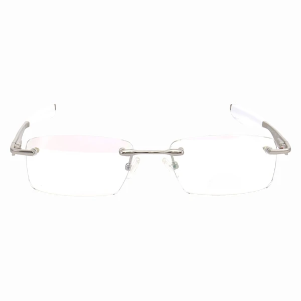 Armação de Óculos Flutuante Sem Aro Wingfold Prata e Branco