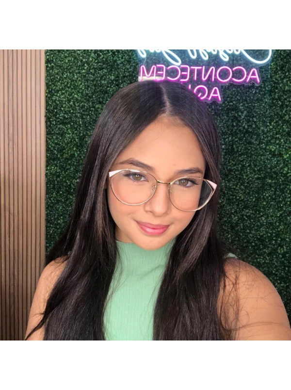 Armação de Óculos Oval LQ0208 Rosa