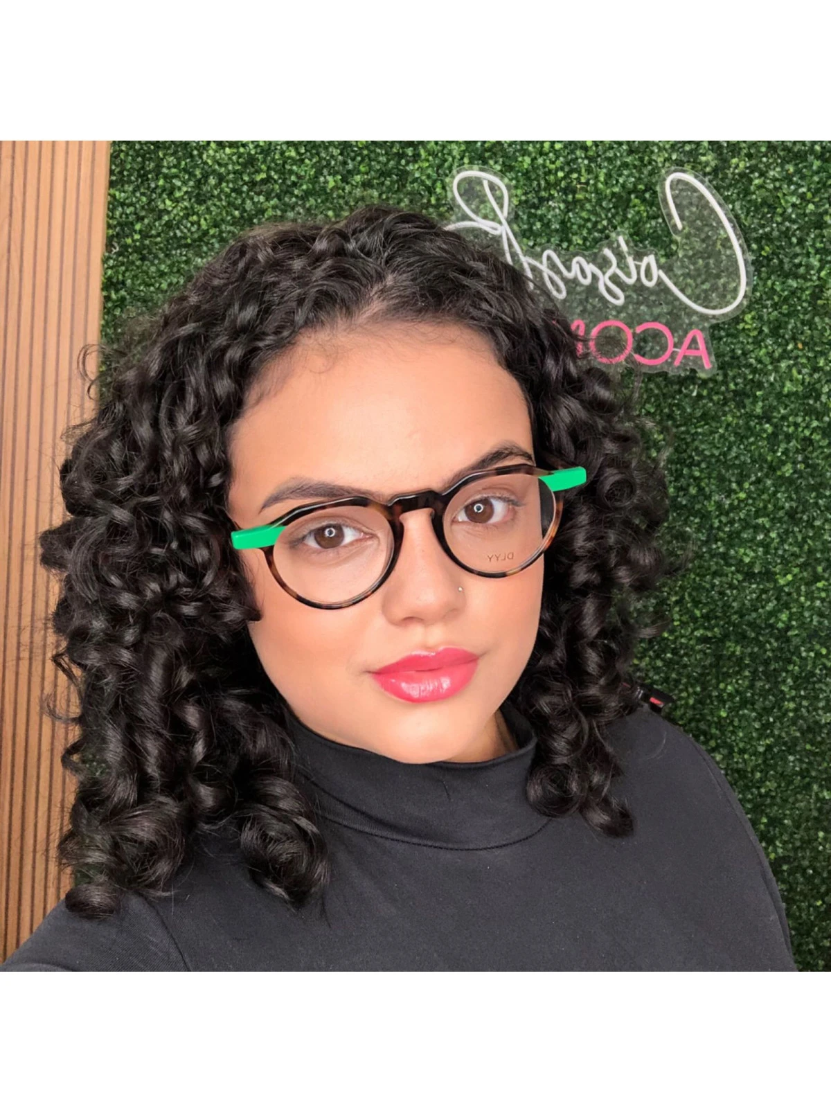 Armação de Óculos Redondo DL8004 Tartaruga e Verde