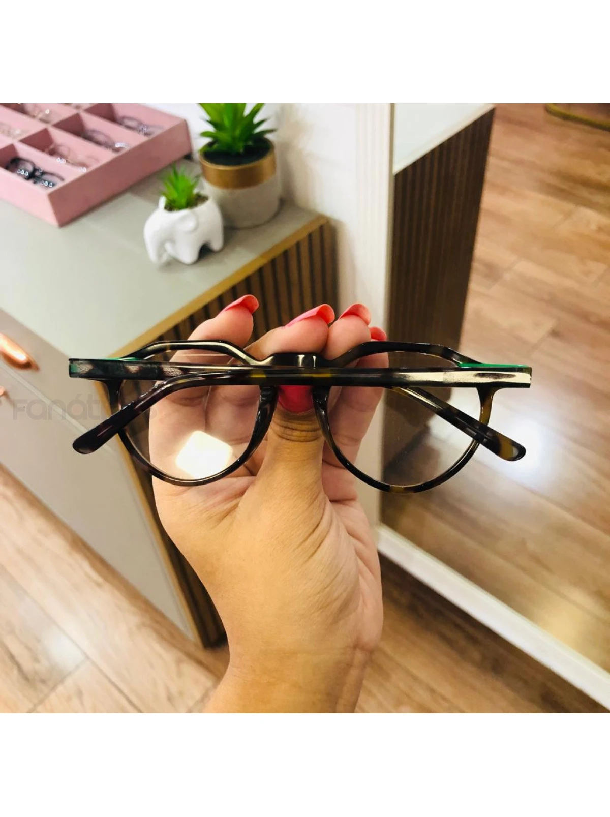 Armação de Óculos Redondo DL8004 Tartaruga e Verde