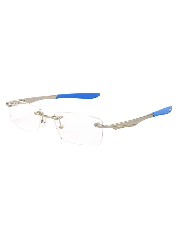 Armação de Óculos Flutuante Sem Aro Wingfold Prata e Azul