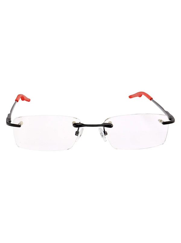 Armação de Óculos Retangular Flutuante Sem Aro Wingback Preto Vermelho