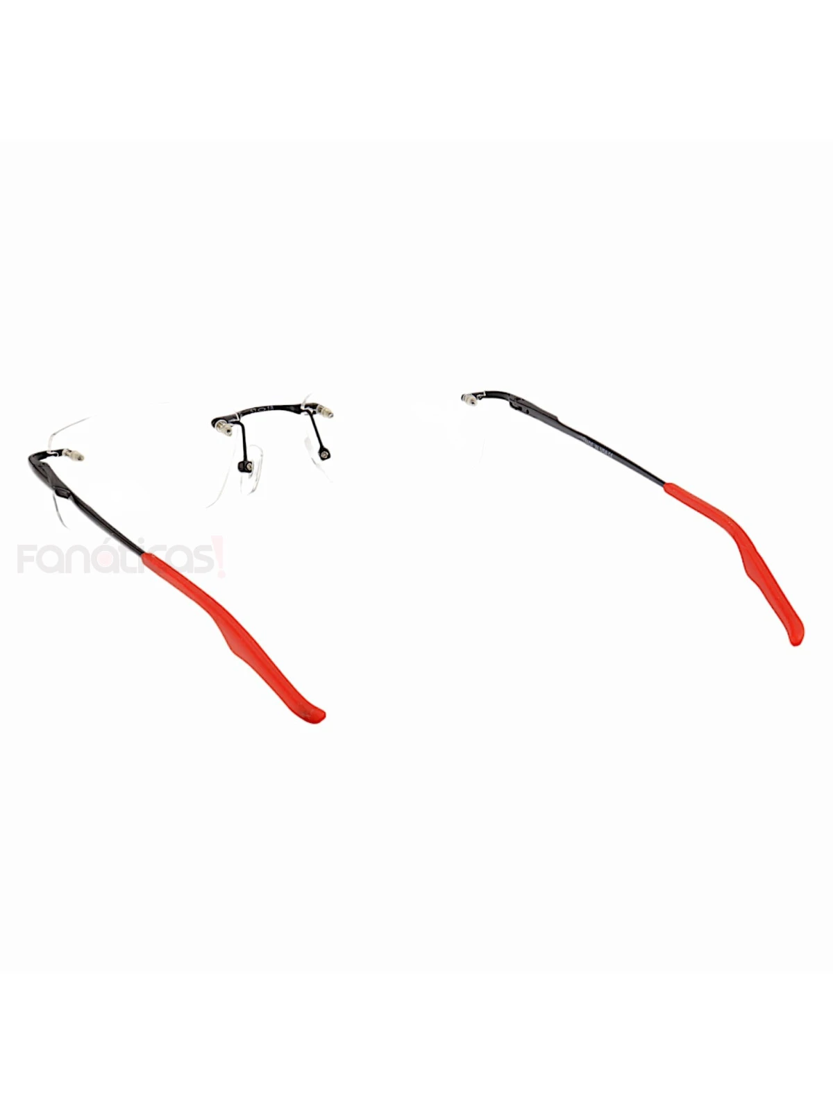 Armação de Óculos Retangular Flutuante Sem Aro Wingback Preto Vermelho