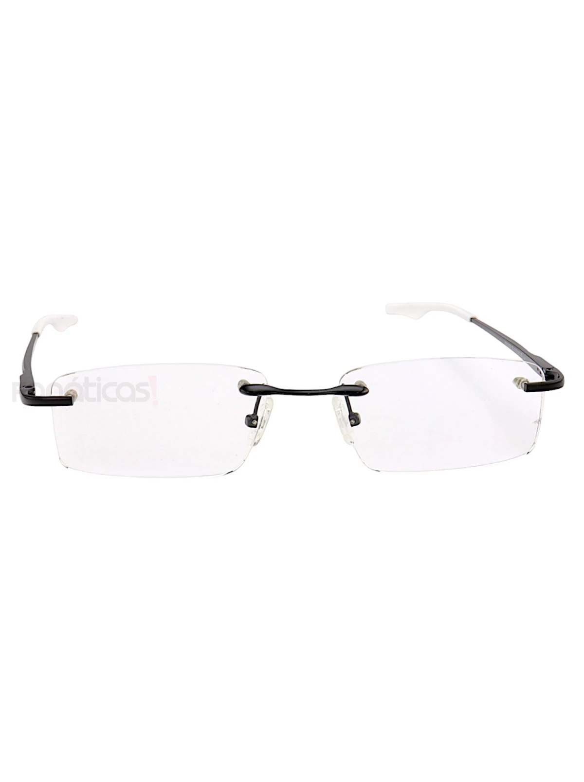 Armação de Óculos Retangular Flutuante Sem Aro Wingback Preto Branco
