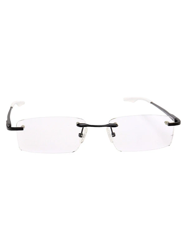 Armação de Óculos Retangular Flutuante Sem Aro Wingback Preto Branco