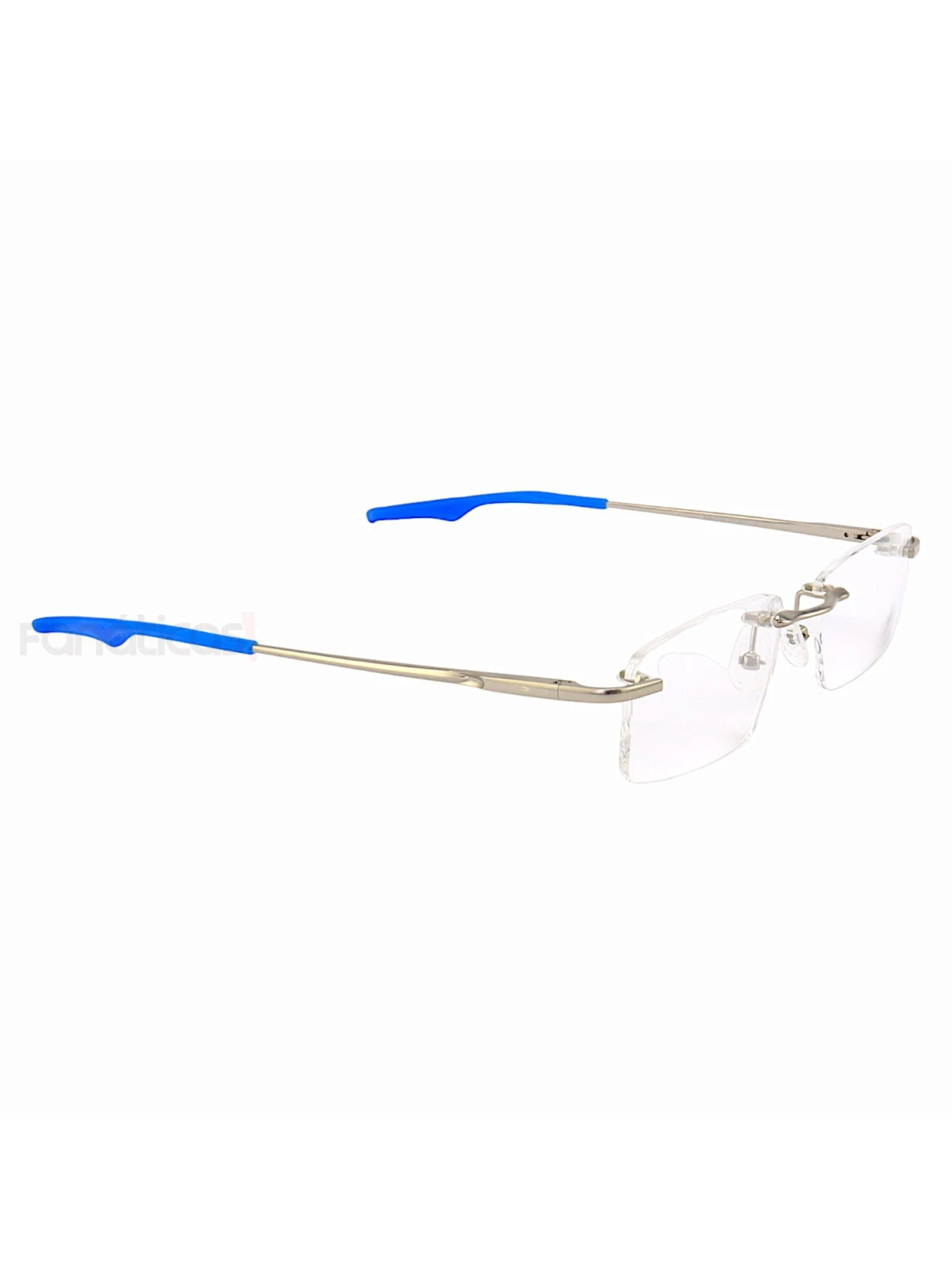 Armação de Óculos Retangular Flutuante Sem Aro Wingback Prata e Azul