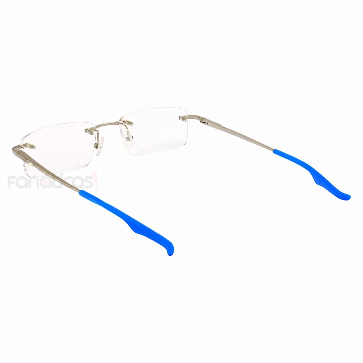 Armação de Óculos Retangular Flutuante Sem Aro Wingback Prata e Azul