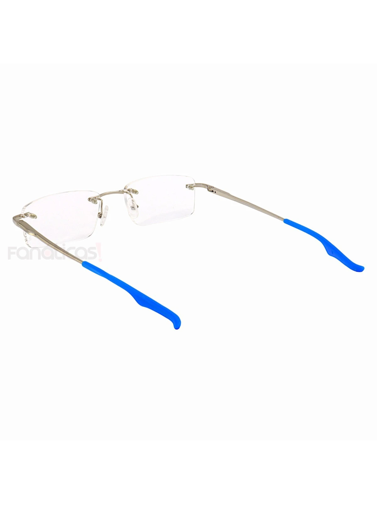 Armação de Óculos Retangular Flutuante Sem Aro Wingback Prata e Azul