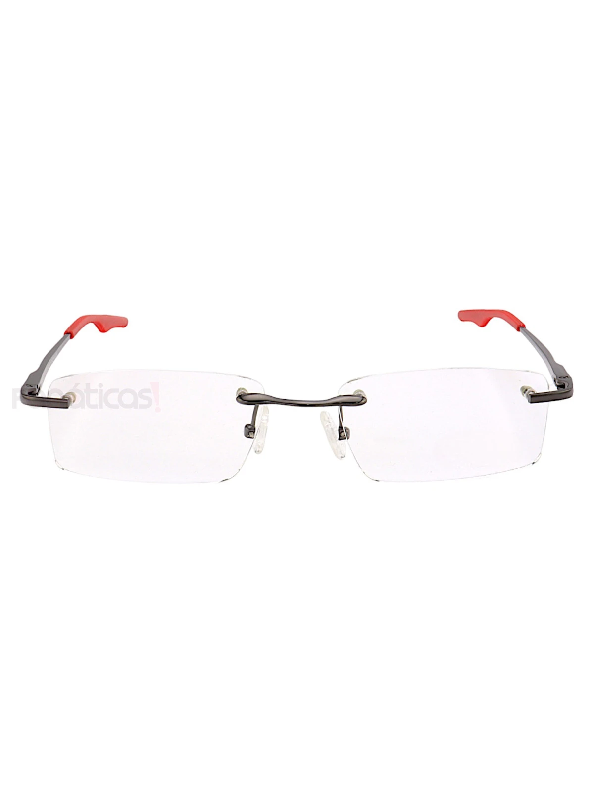 Armação de Óculos Retangular Flutuante Sem Aro Wingback Grafite Red