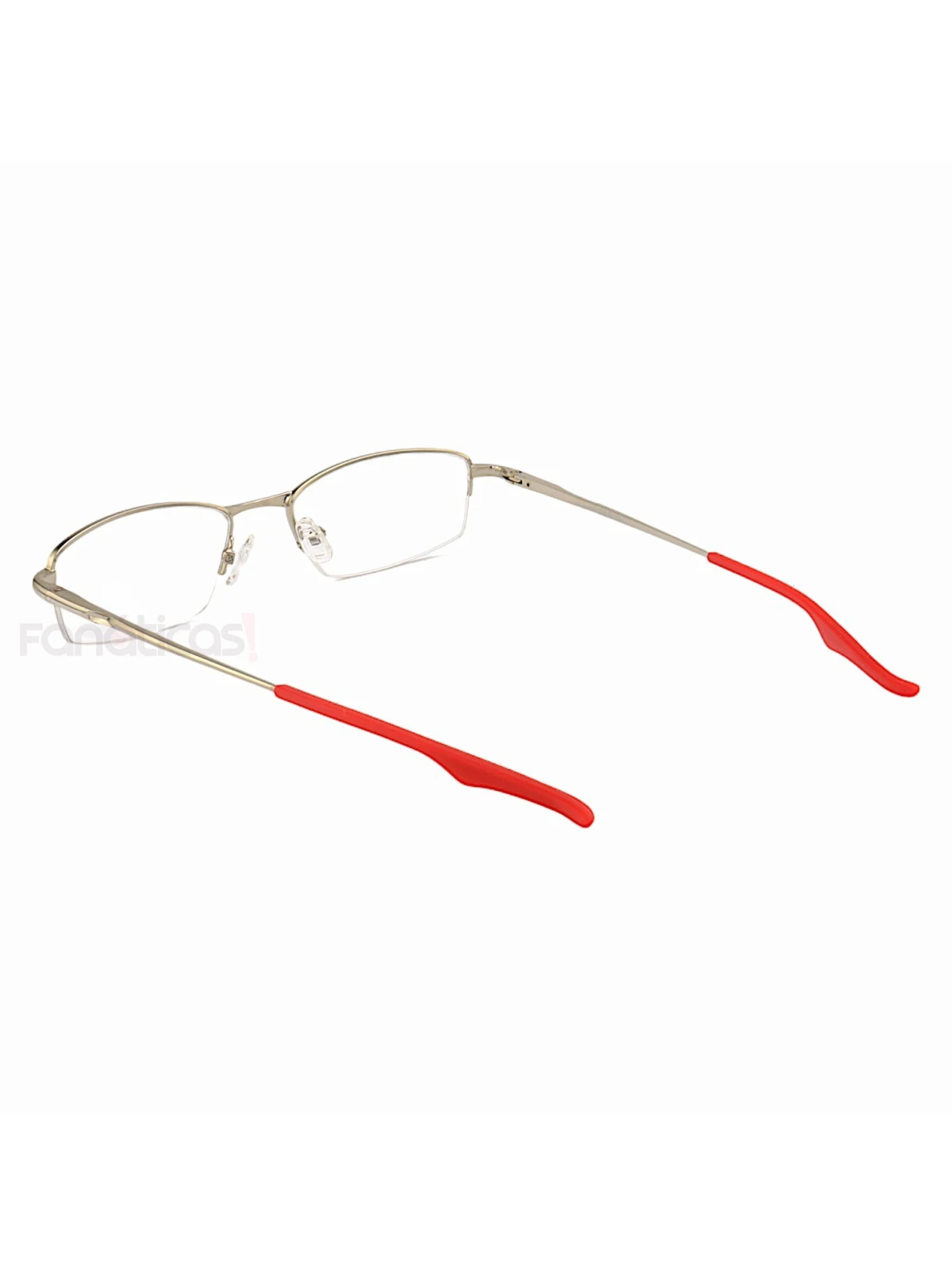 Armação de Óculos Retangular Meio Aro Wingback Prata e Vermelho