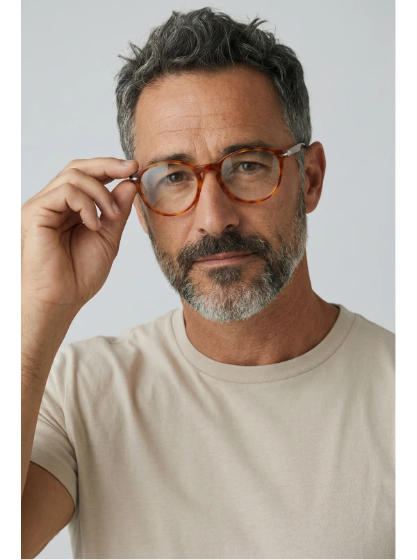 Armação de Óculos Redondo Pers 3183V Caramelo Tartaruga