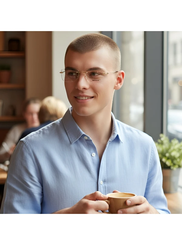 Armação de Óculos Retangular Balgriff MB0101AO Dourado