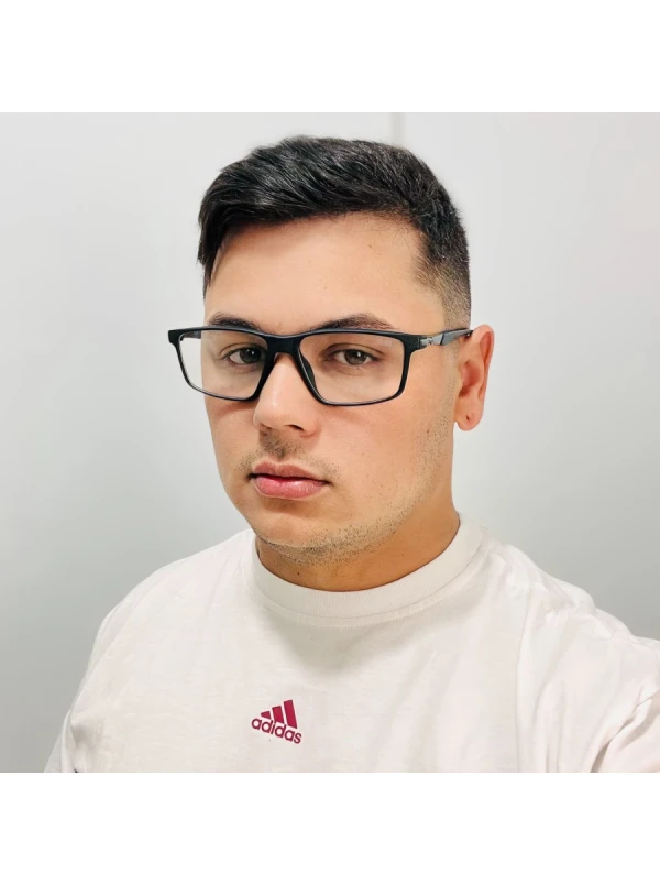 Armação de Óculos Retangular Molas 180 C3 GZ9141 Preto e Azul Escuro