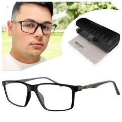 Armação de Óculos Retangular 180 C2 GZ9141 Preto e Cinza