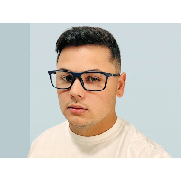 Armação de Óculos Retangular 360 C3 MR9140 Azul e Preto
