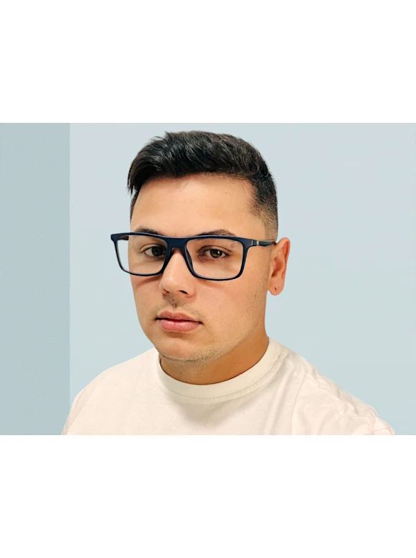 Armação de Óculos Retangular 360 C3 MR9140 Azul e Preto