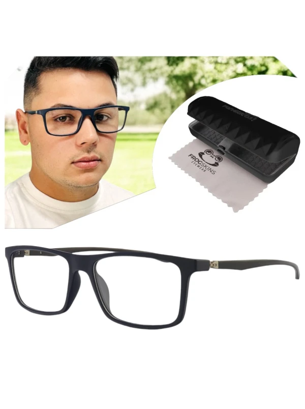 Armação de Óculos Retangular 360 C3 MR9140 Azul e Preto