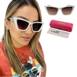 Óculos de Sol Feminino Gatinho Jade Branco