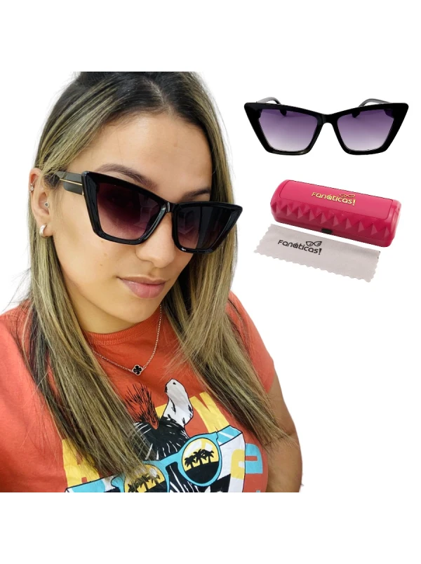 Óculos de Sol Feminino Gatinho Jade Preto