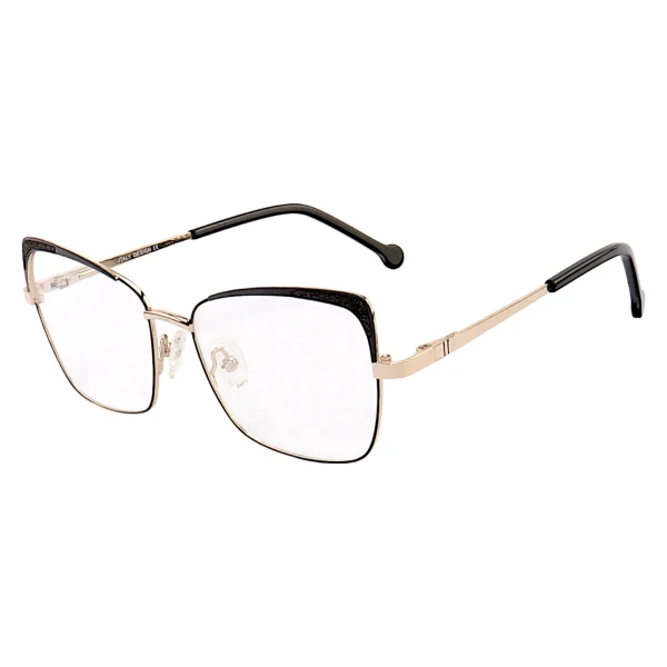 Armação de Óculos Quadrado VC8006 Preto e Dourado