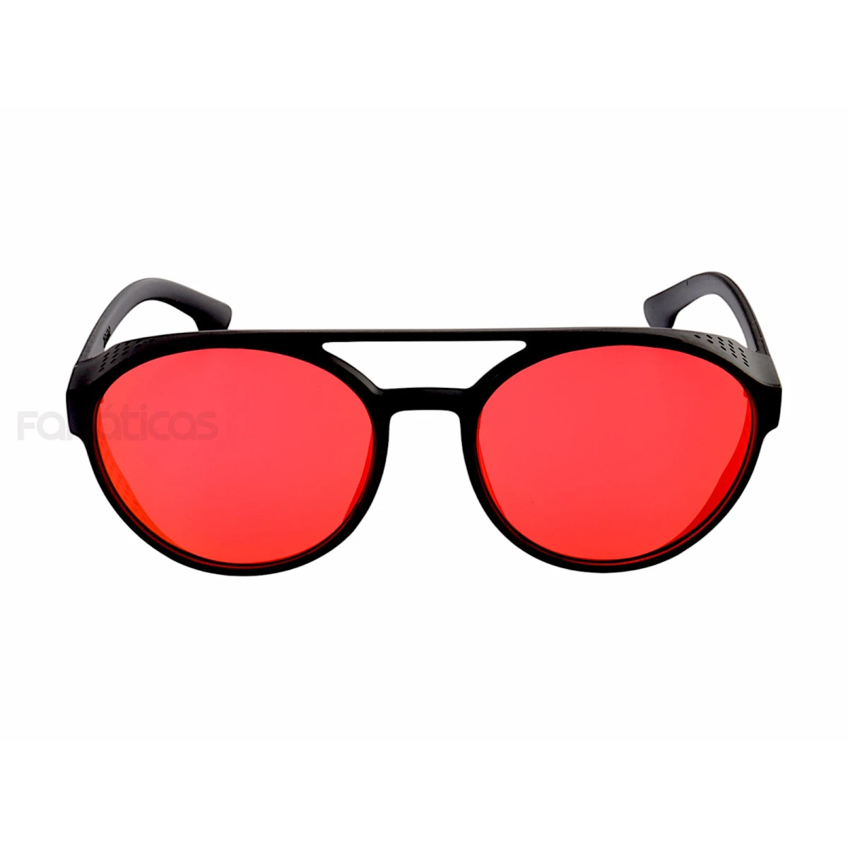 Óculos De Sol Redondo Punk Preto e Vermelho