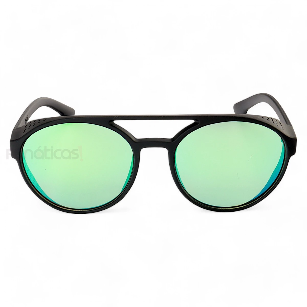Óculos De Sol Redondo Punk Preto e Verde