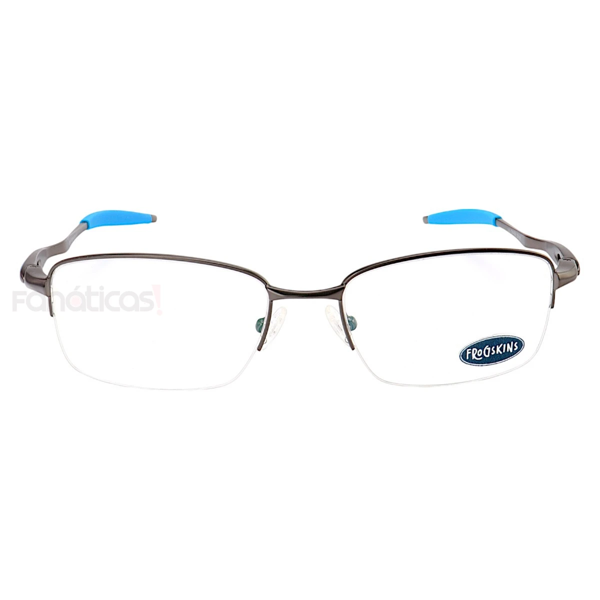 Armação de Óculos Meio Aro Evade 4061 Metal Grafite e Azul Masculina