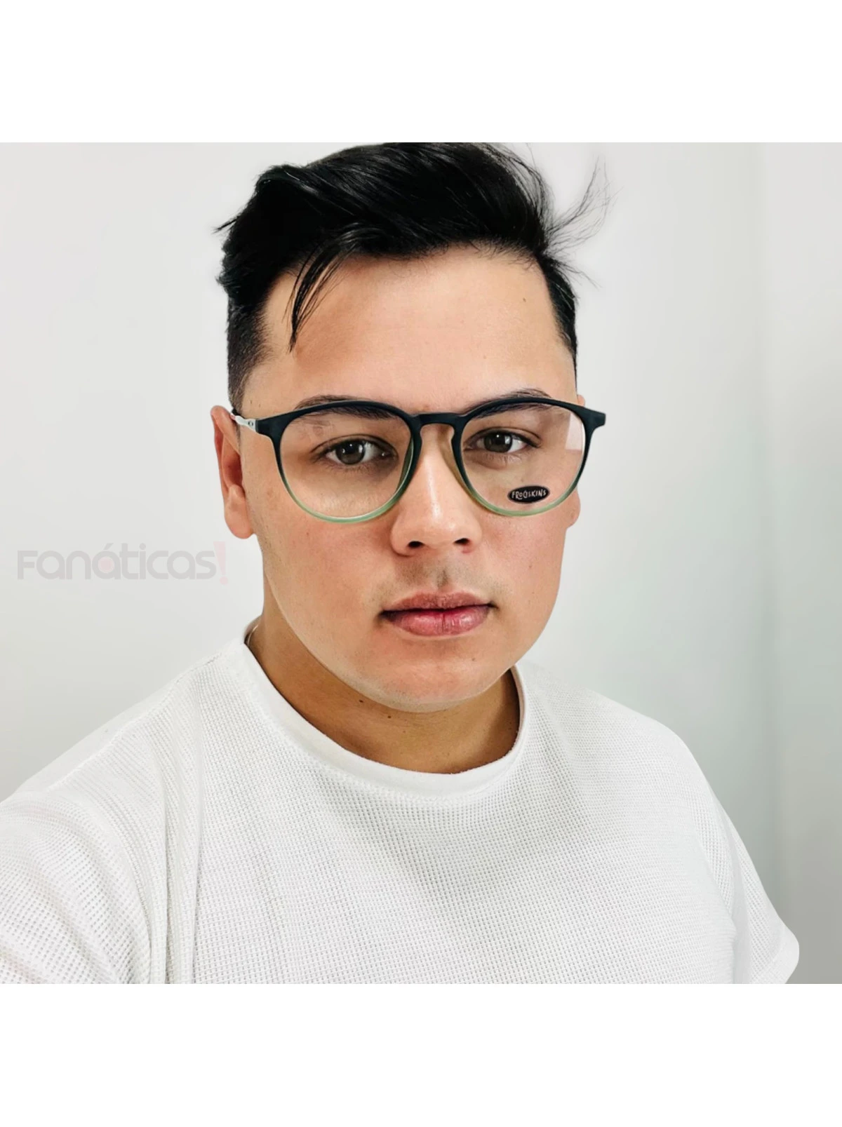 Armação de Óculos Redonda 3219 Acetato Preta e Verde Masculina