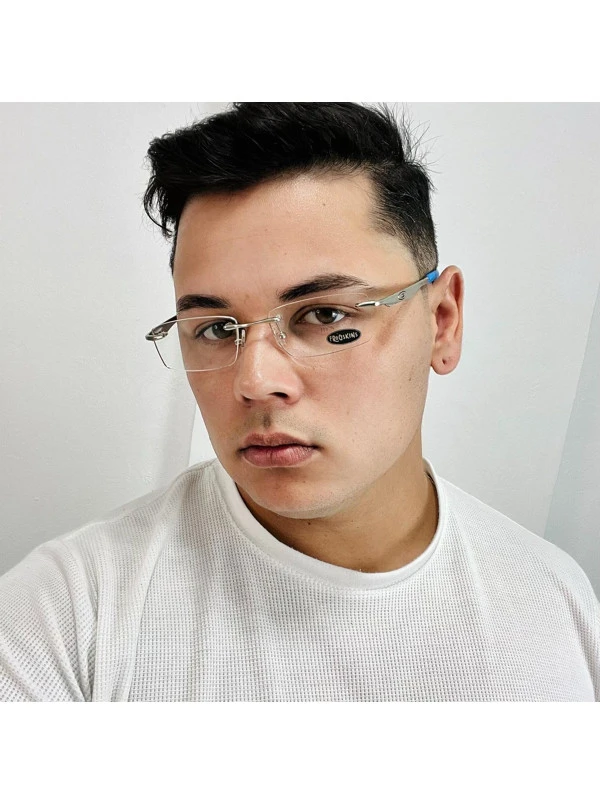 Armação Masculina Wingfold Prata e Azul