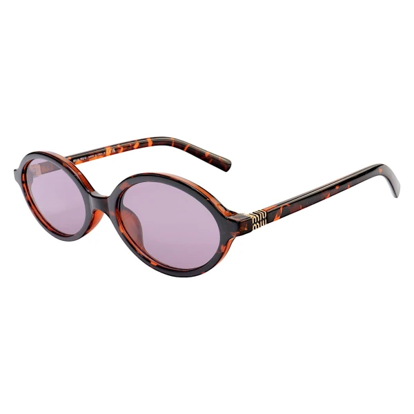 Óculos De Sol Oval MM Tartaruga e Lente Roxa 