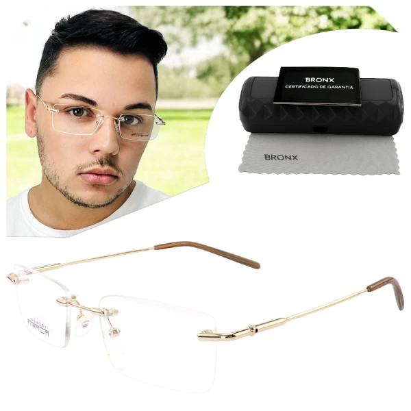 Armação de Óculos Balgriff Memory Titânio Flexivel Dourado