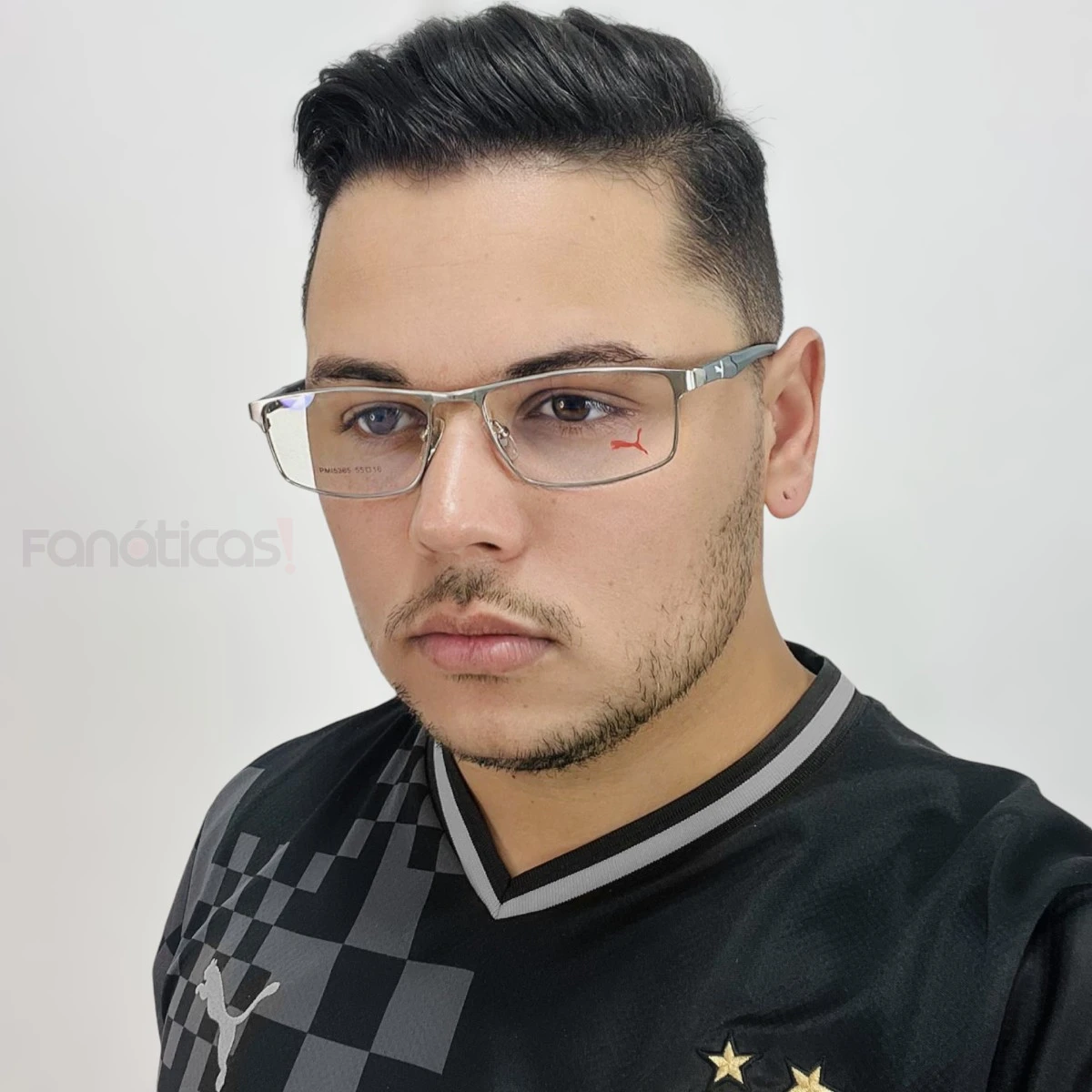 Armação de Óculos Masculino Retangular PM5365 Prata e Cinza