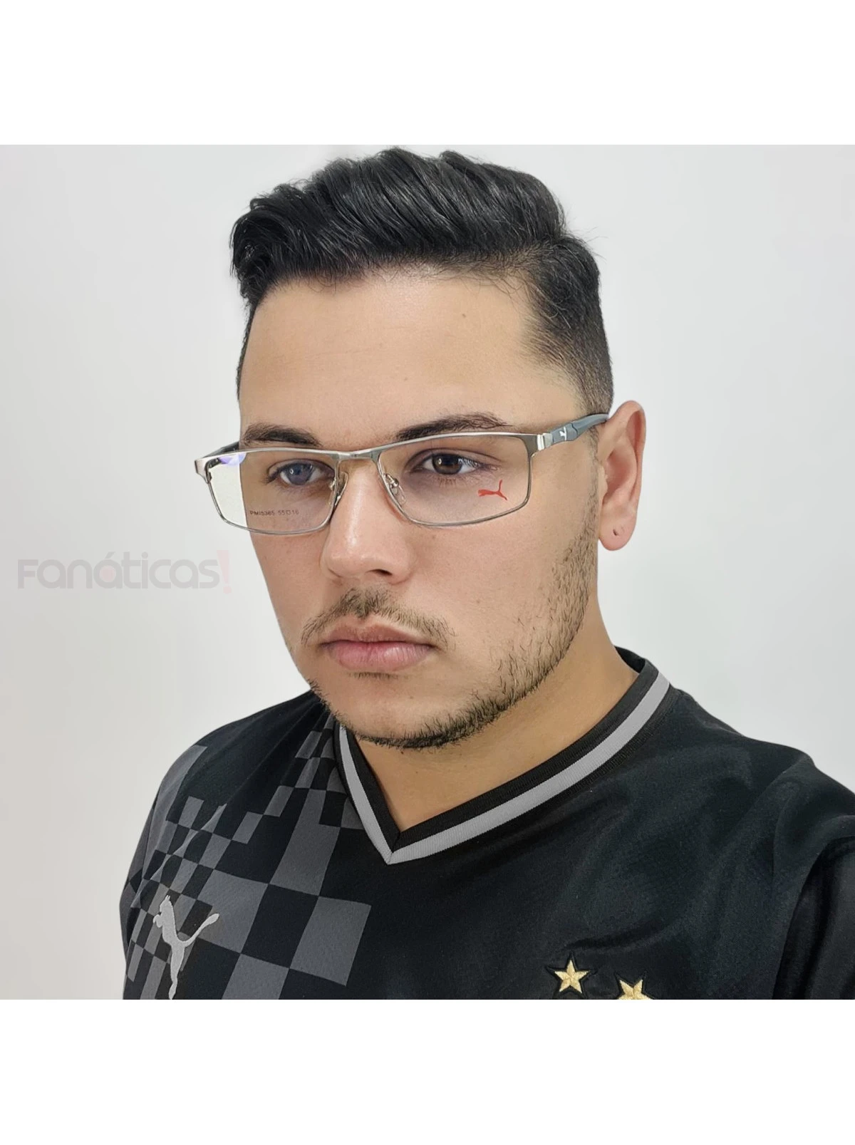 Armação de Óculos Masculino Retangular PM5365 Prata e Cinza