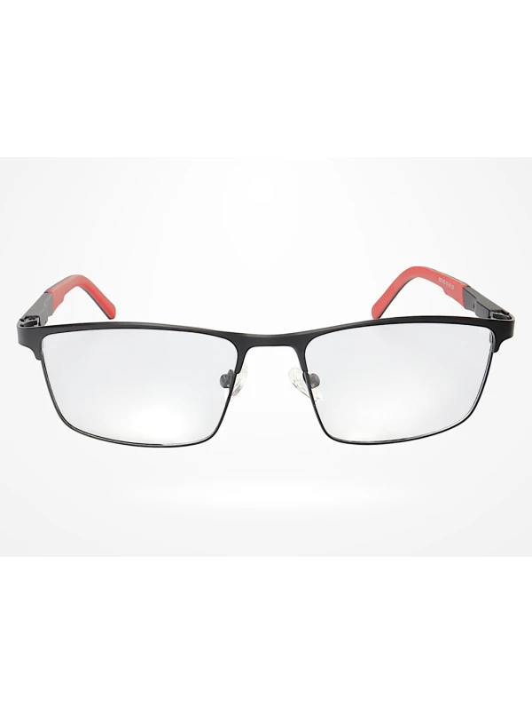 Armação de Óculos 9828 Quadrado Preto e Vermelho