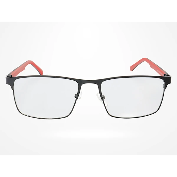 Armação de Óculos R2222 Retangular Preto e Vermelho