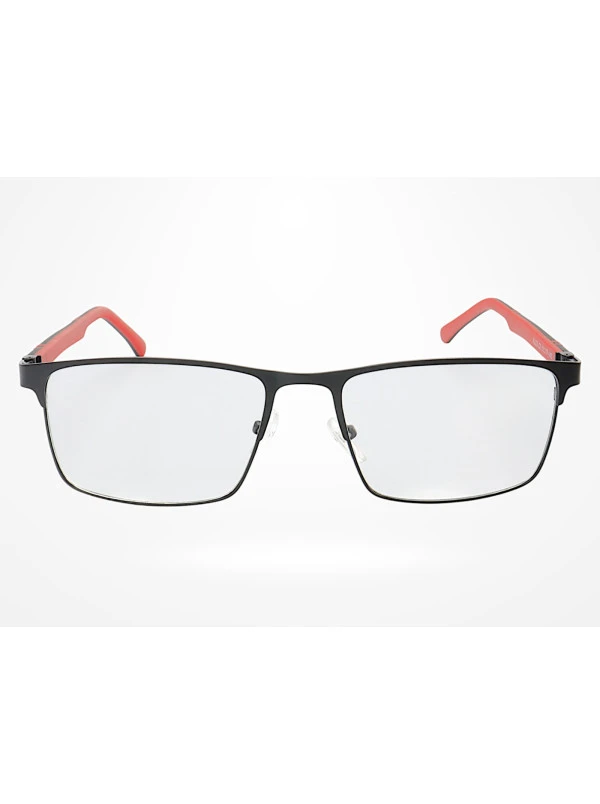 Armação de Óculos R2222 Retangular Preto e Vermelho