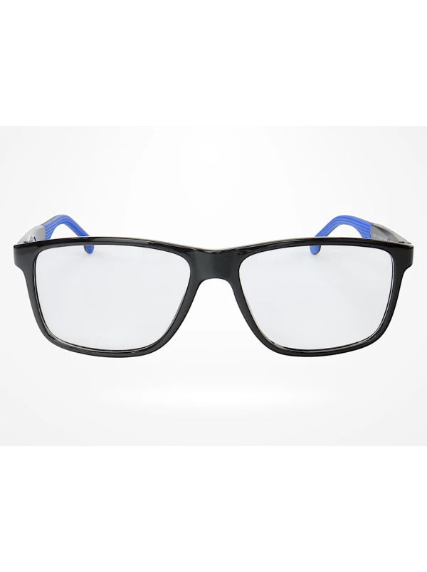 Armação de Óculos 76011 Quadrado Preto Brilho e Azul