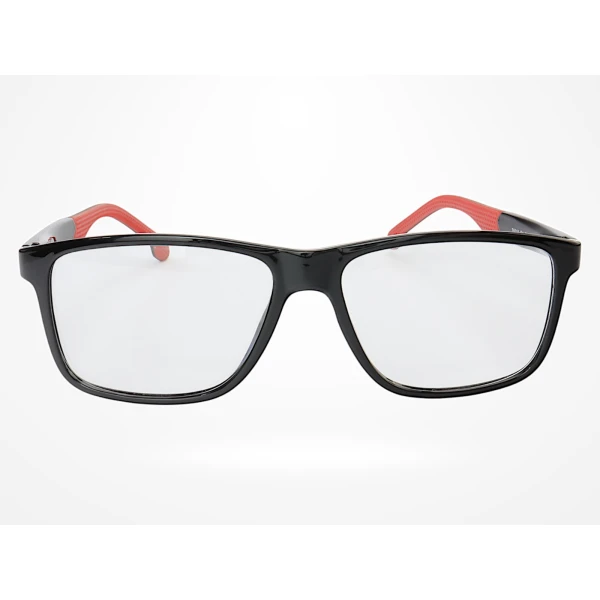 Armação de Óculos 76011 Quadrado Preto Brilho e Vermelho