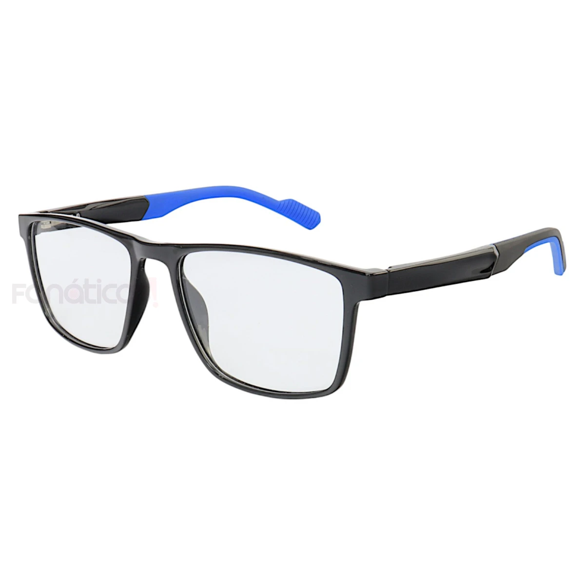 Armação de Óculos 76006 Quadrado Preto Brilho e Azul