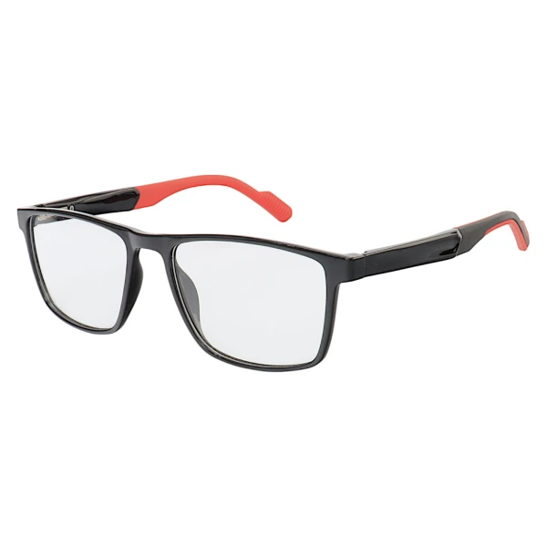 Armação de Óculos 76006 Quadrado Preto Brilho e Vermelho