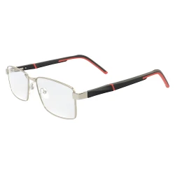 Armação de Óculos 86002 Retangular Prata e Vermelho