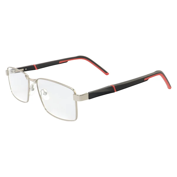 Armação de Óculos 86002 Retangular Prata e Vermelho