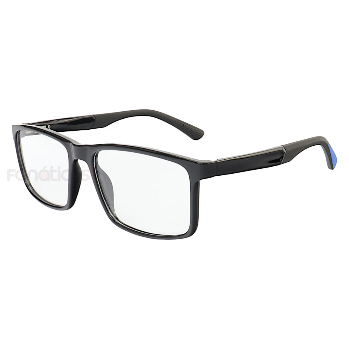 Armação de Óculos 76009 Quadrado Preto Brilho e Azul